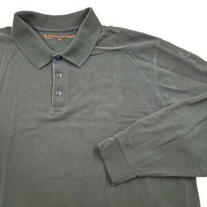 5.11 Tactical Series Long Sleeve Polo Shirt Cotton Olive Green Mens XL